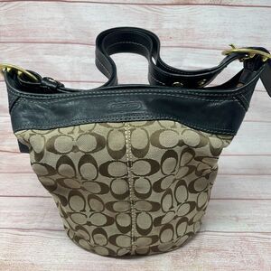 Coach Shoulder Bag Crossbody Leather Canvas Signature 11437 Ladies'